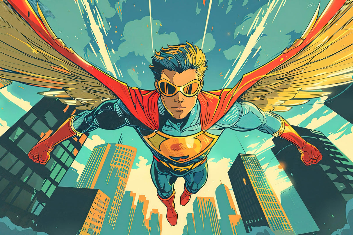 Superhero Mural Wallpaper | Dynamic Comic Book Style