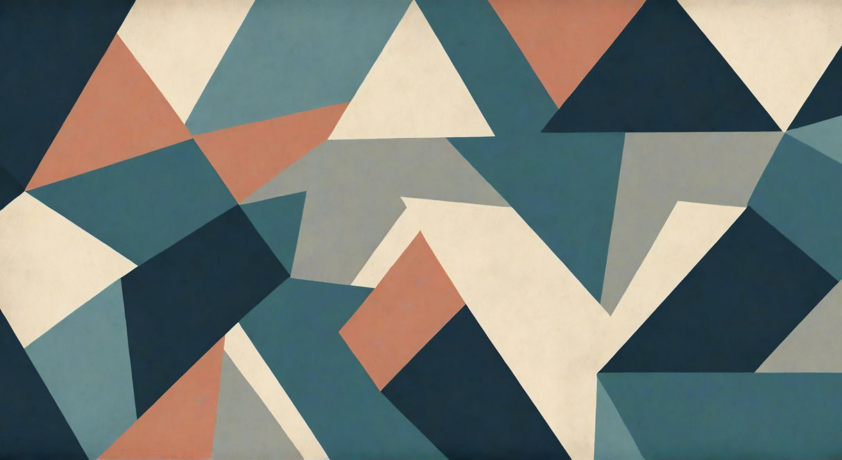 Geometric Mural Wallpaper | Modern Teal and Terracotta Design