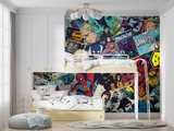 Comics Mural Wallpaper | Superhero Collage Design