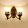 Vintage Wall Sconce  Dual Glass Shades With Crown Detail - Product example
