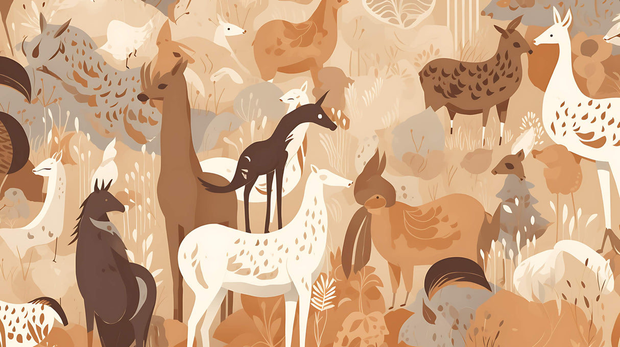 Forest Animals Mural Wallpaper | Terracotta Safari Design