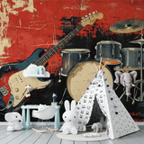 Music Mural Wallpaper | Vintage Rock Band Instruments
