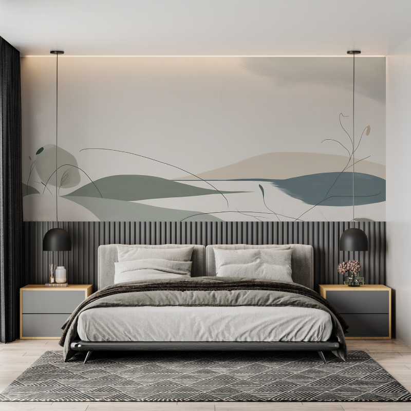 Abstract Mural Wallpaper | Minimalist Watercolor Landscape
