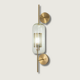 Modern Glass Wall Lamp  Brushed Brass with Clear Cylinder Shade - Product showcase