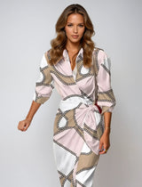 Striped Silk Maxi Dress  Orange Pink Wrap Design - Product detail 10