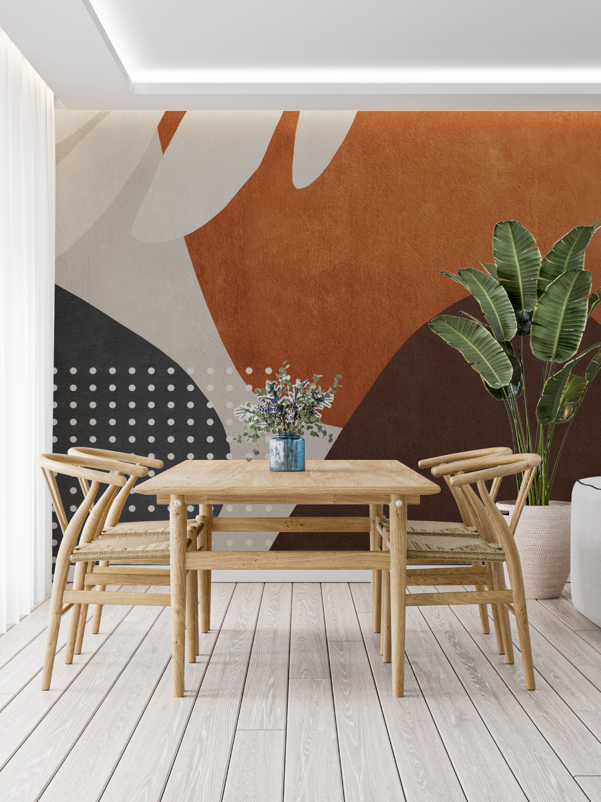 Abstract Mural Wallpaper | Terracotta Geometric Art Design