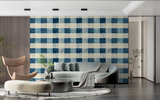 Pattern Mural Wallpaper | Blue and Cream Gingham Design