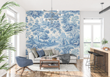 Vintage Mural Wallpaper | Blue Toile de Jouy Pastoral Scene