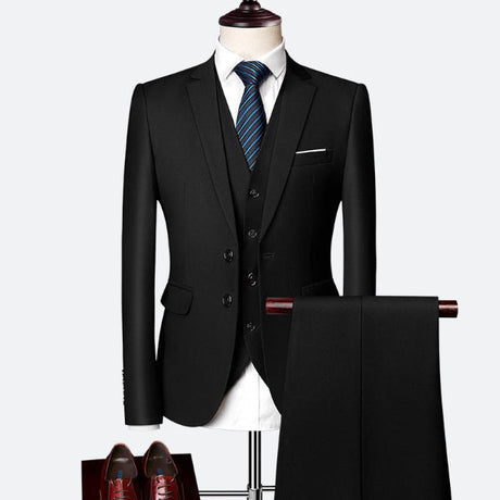 Modern Slim Fit Three-Piece Suit  Sky Blue Cotton Blend - Product detail 10