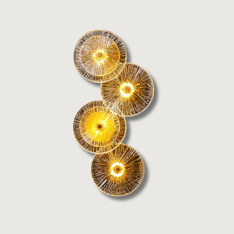 Modern Lotus Wall Light  Textured Glass Disc Design - Product showcase