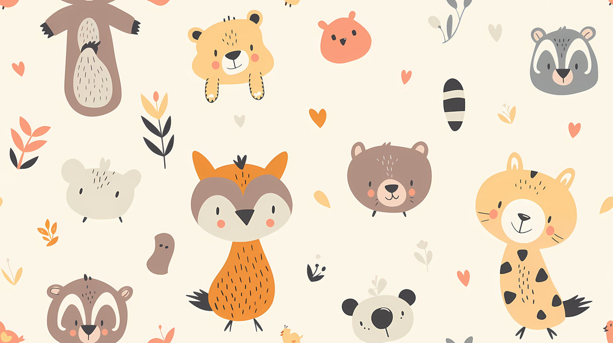 Forest Animals Mural Wallpaper | Cute Nursery Design with Fox and Bear