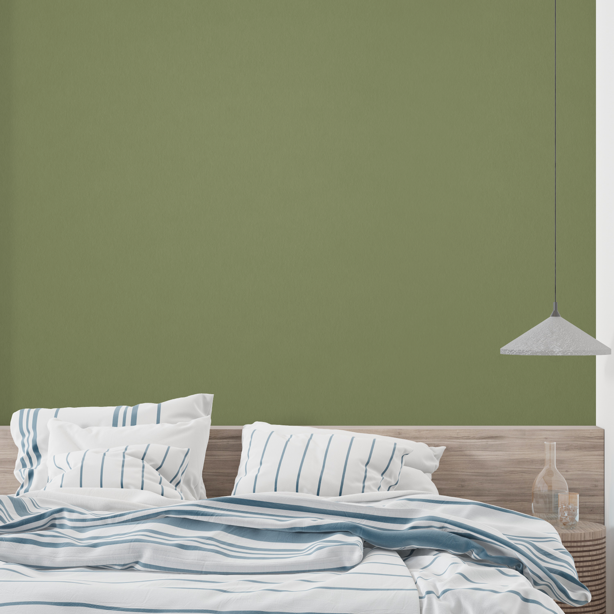 Green Mural Wallpaper | Modern Olive Solid Design
