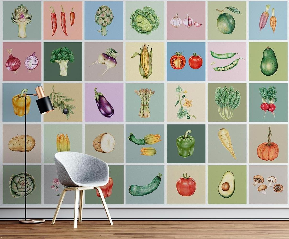 Kitchen Mural Wallpaper | Botanical Vegetables Collection