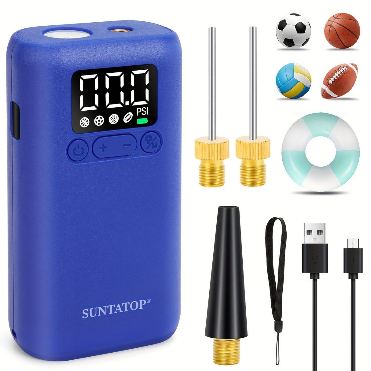 Digital Sports Ball Pump  Portable 20 PSI Auto Inflator With LED - Detailed view