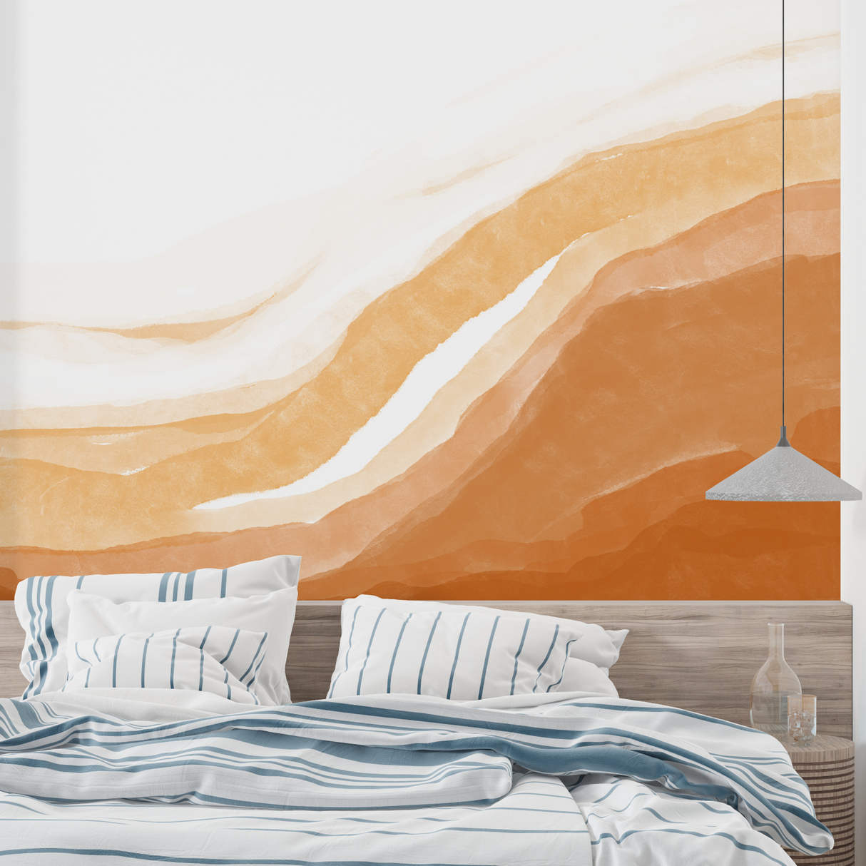Abstract Mural Wallpaper | Terracotta Watercolor Waves