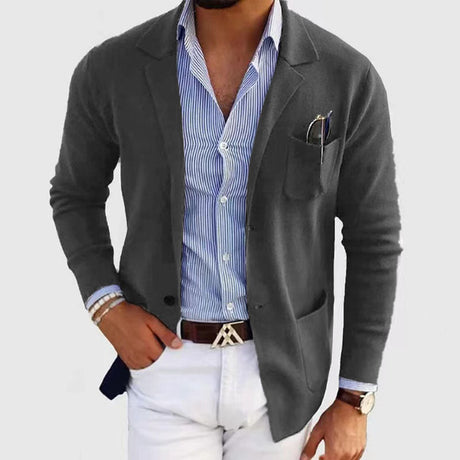 Classic Mens Blazer  Navy Blue Business Casual Design - Product detail 11