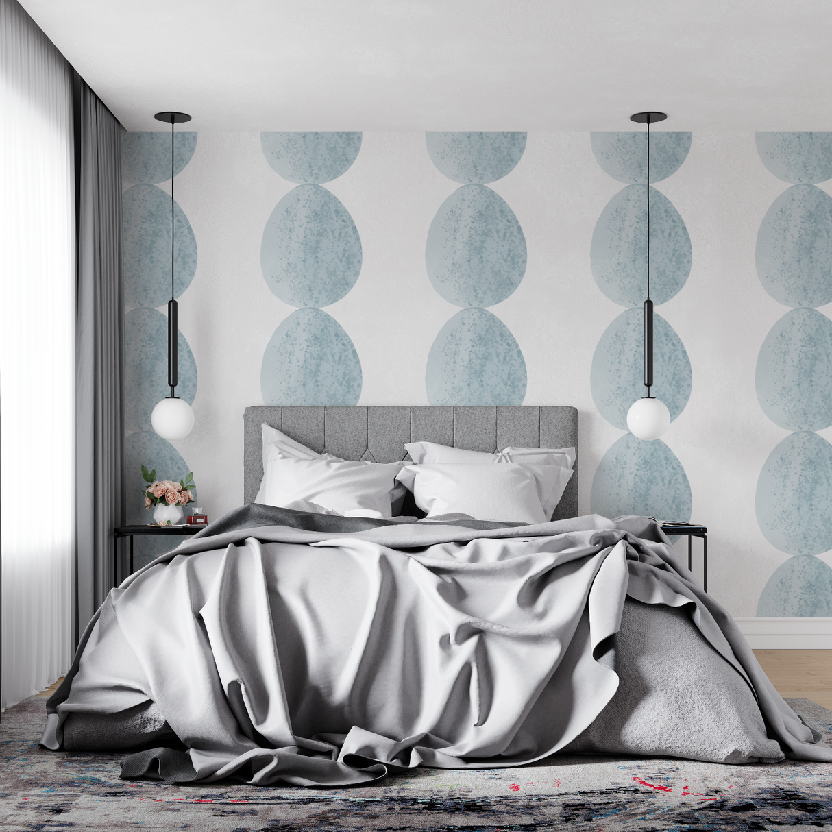 Geometric Mural Wallpaper | Modern Blue Circles Pattern