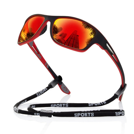 Polarized Sports Sunglasses  UV400 Protection Red Mirror Lens - Product showcase
