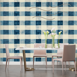 Pattern Mural Wallpaper | Blue and Cream Gingham Design