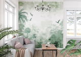 Tropical Mural Wallpaper | Misty Green Palm Paradise