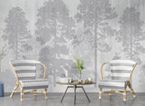 Forest Mural Wallpaper | Misty Pine Trees in Grey