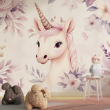 Unicorn Mural Wallpaper | Enchanted Pink Floral Design