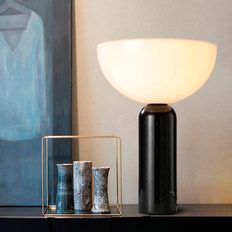 Minimalist Table Lamp  White Marble Base Design - Detailed view