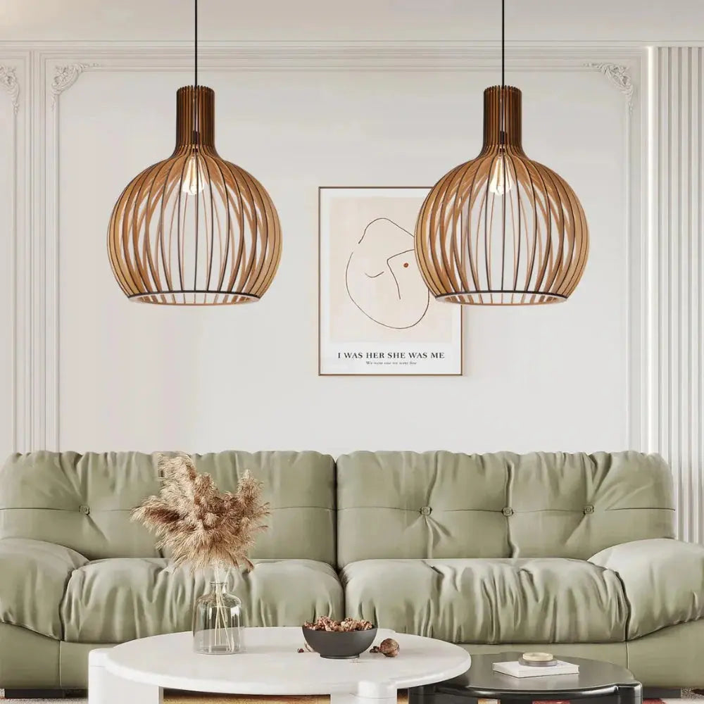 Danish Pendant Light  Wooden Globe Hanging Lamp - Product detail 8