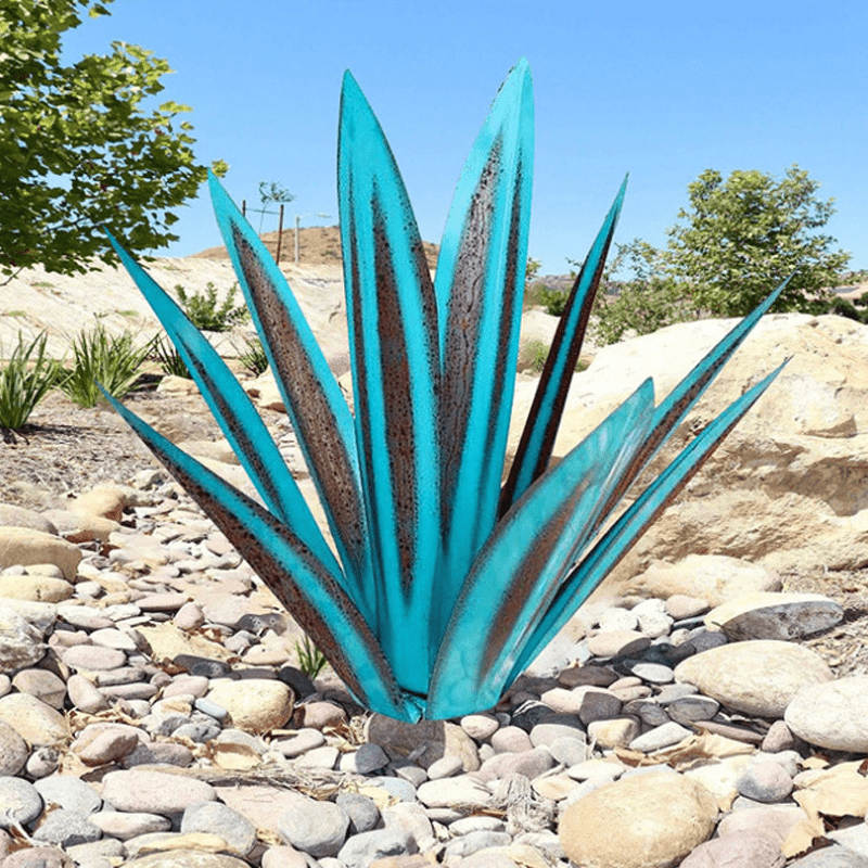 Metal Agave Garden Light  Turquoise Copper Outdoor Sculpture - Product detail 4
