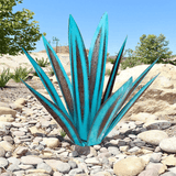 Metal Agave Garden Light  Turquoise Copper Outdoor Sculpture - Product detail 4