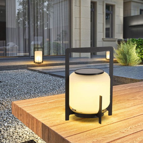 Modern Solar Wall Light  Framed Glass Lantern Design - Detailed view