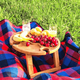 Wooden Wine Picnic Table  Portable Oak Serving Tray Design - Product detail 4