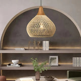Rattan Pendant Light  Natural Woven Shade Design - Detailed view