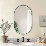 Modern Oval Wall Mirror  Black Frame Design - Detailed view