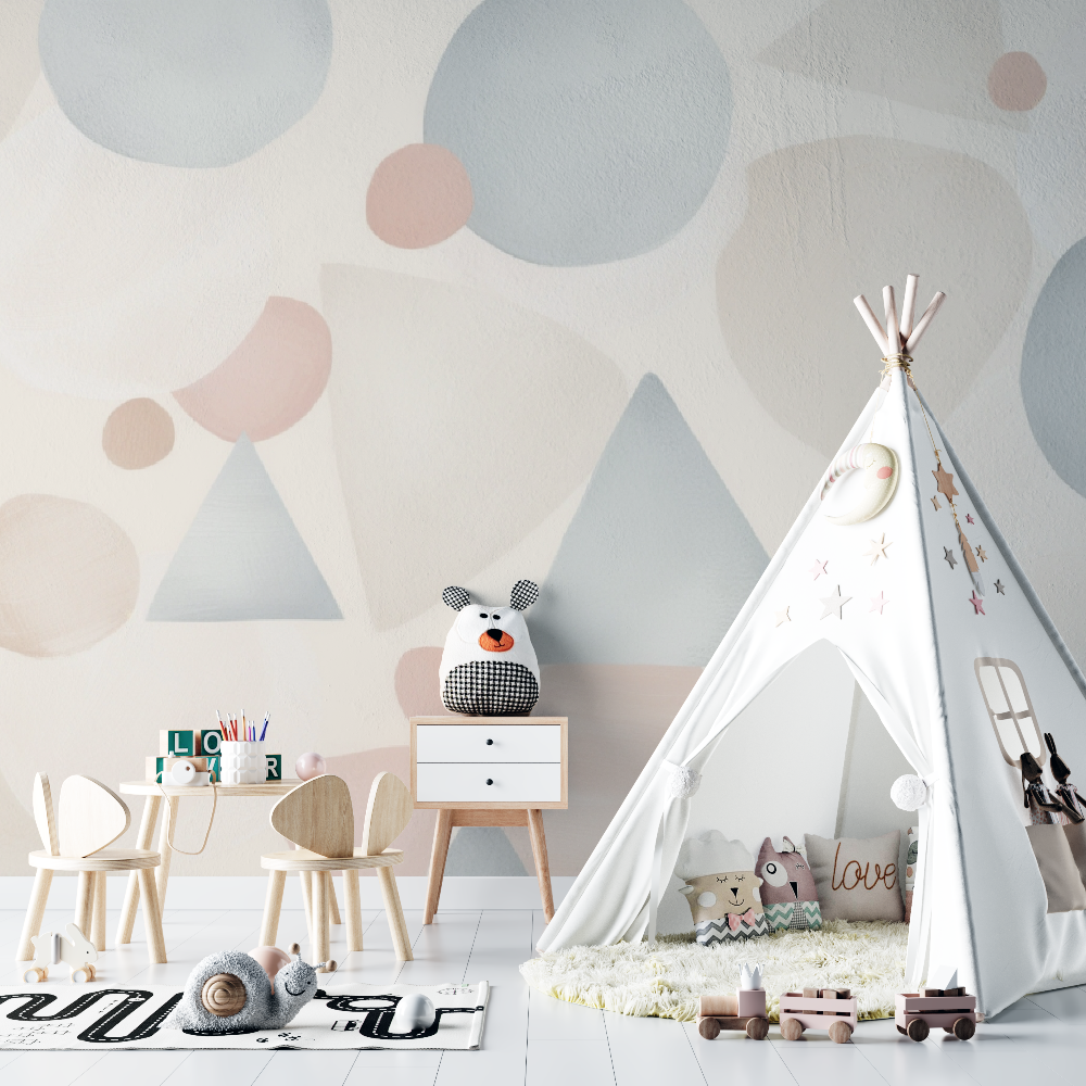 Geometric Mural Wallpaper | Pastel Scandinavian Design