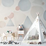 Geometric Mural Wallpaper | Pastel Scandinavian Design