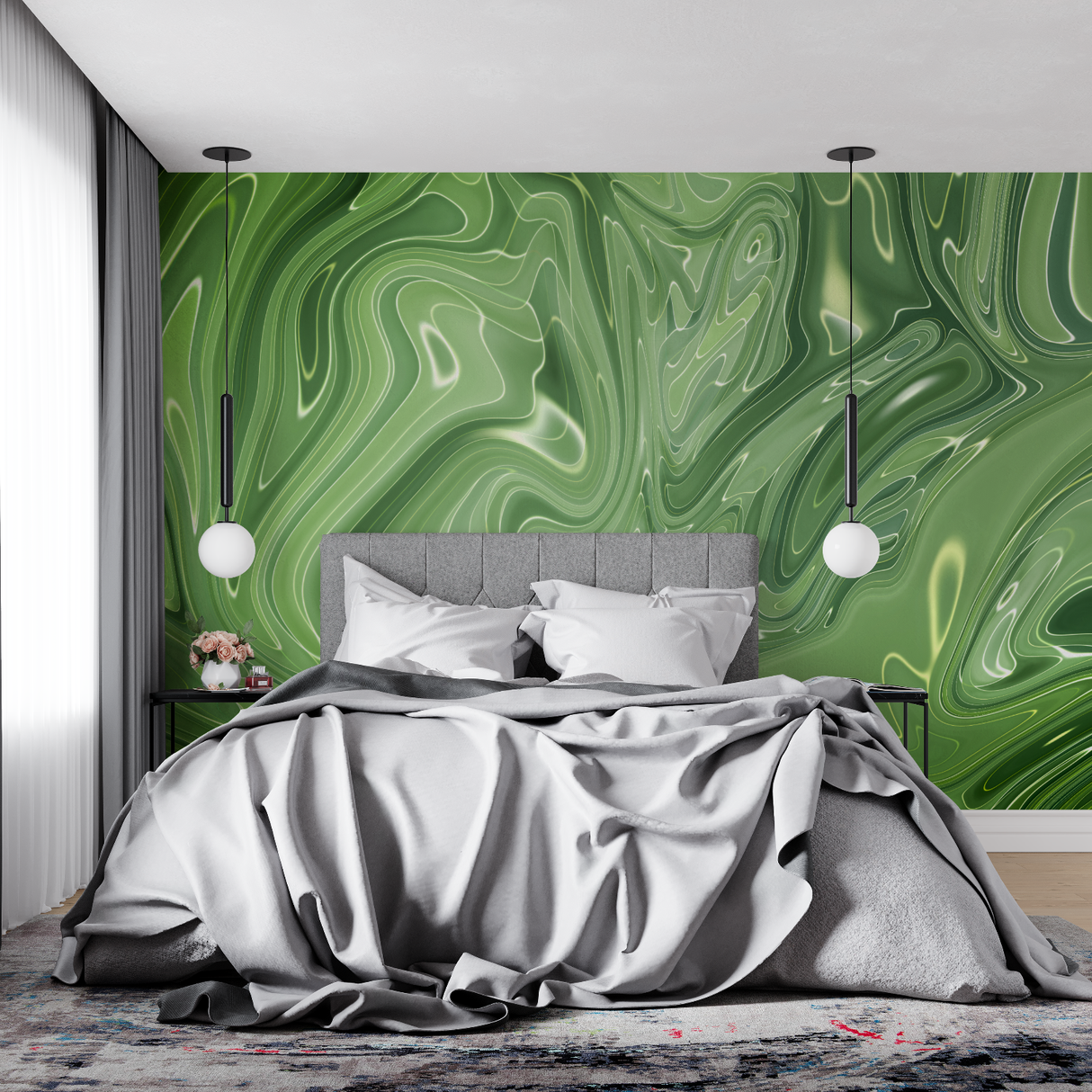 Abstract Mural Wallpaper | Terracotta Geometric Curves