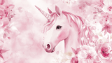 Unicorn Mural Wallpaper | Watercolor Pink Fantasy Design