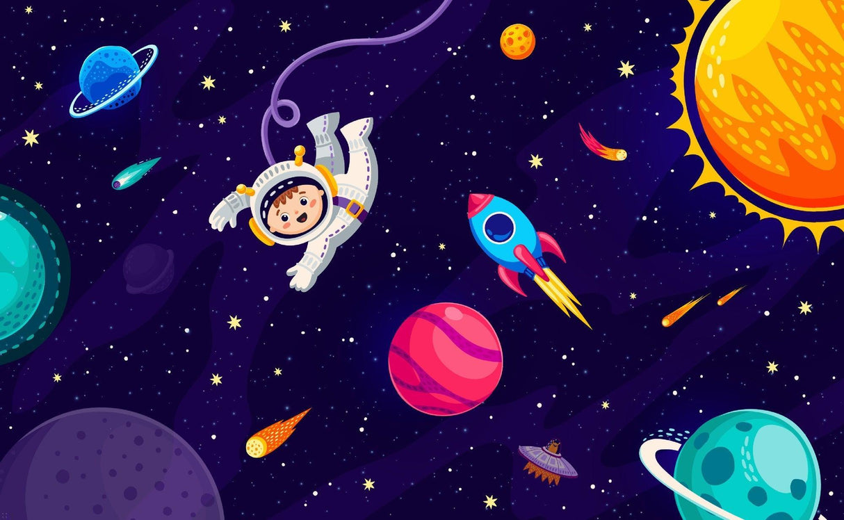 Space Mural Wallpaper | Astronaut Adventure with Planets