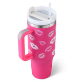 Insulated Travel Mug  Leopard Print Design with Handle  Straw - Product example