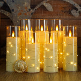 LED Flameless Candles Set  Glass Cylinder With Fairy Lights - Product example