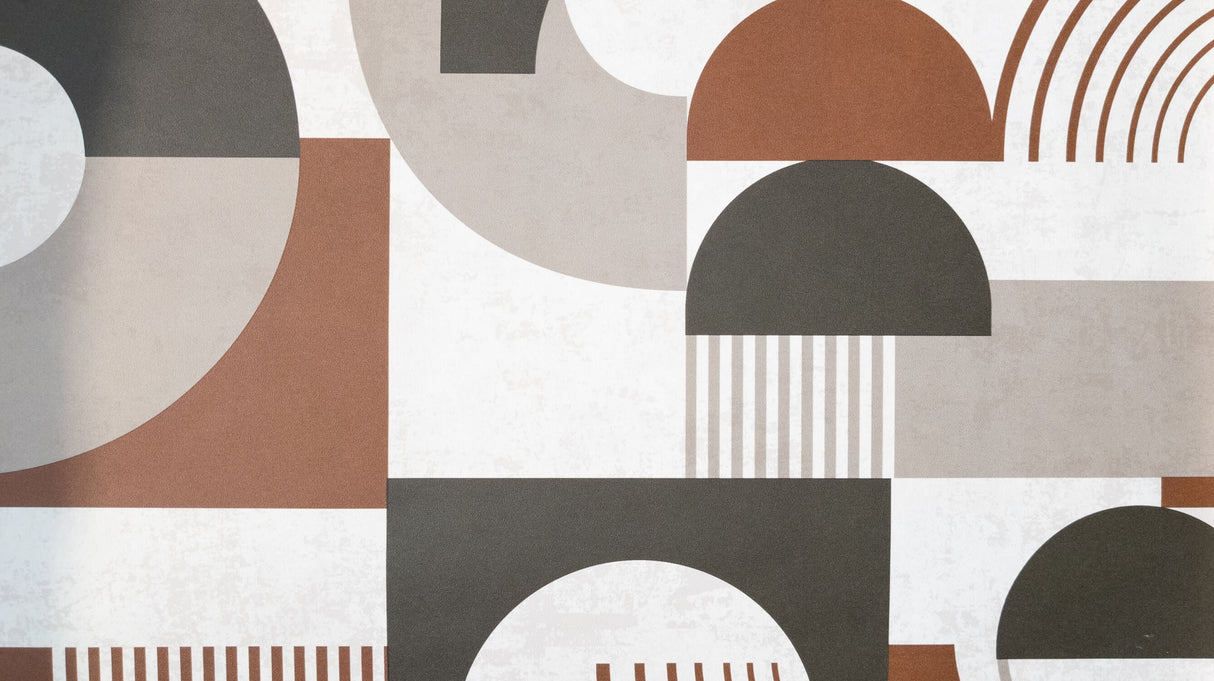 Geometric Mural Wallpaper | Modern Terracotta and Grey Design