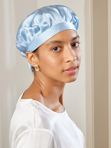 Silk Sleep Cap  Mulberry Silk Hair Protection With Ribbon - Product detail 7