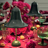 Modern Bell Table Lamp  Metallic Dark Green Shade - Product showcase