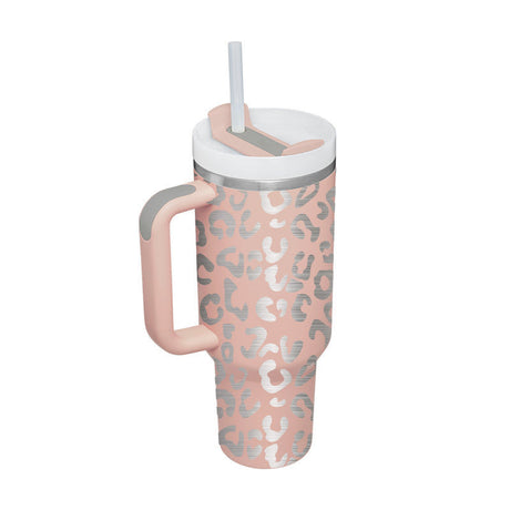 Insulated Travel Mug  Leopard Print Design with Handle  Straw - Product detail 32