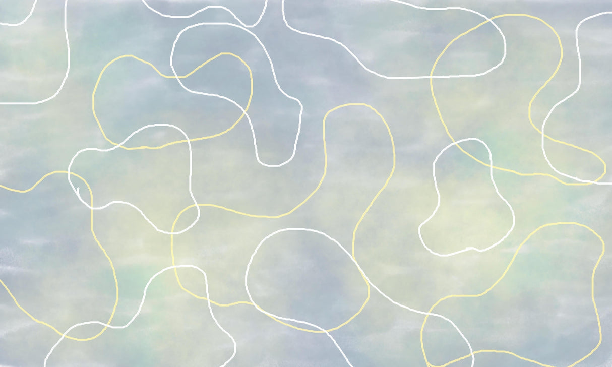 Abstract Mural Wallpaper | Gentle Curves in Grey and Yellow
