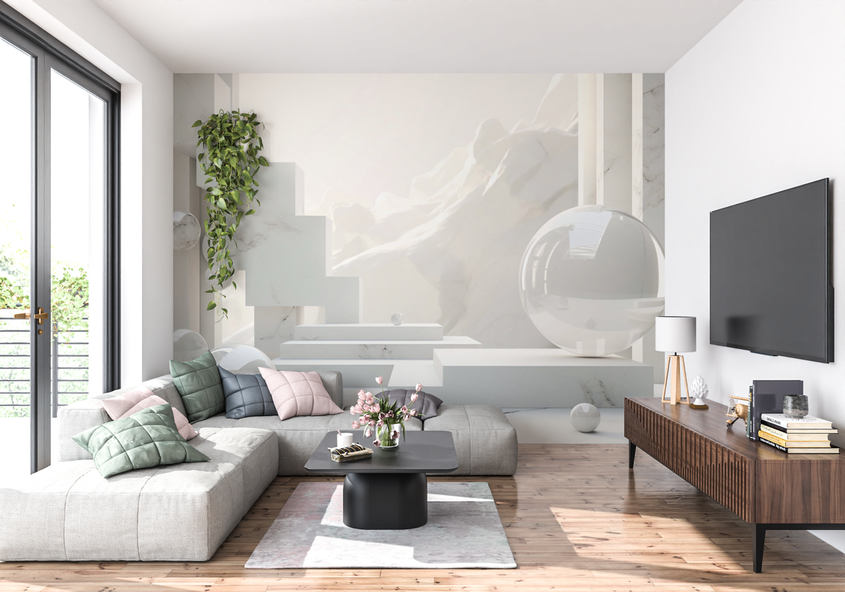 Marble Mural Wallpaper | Modern 3D Geometric Design