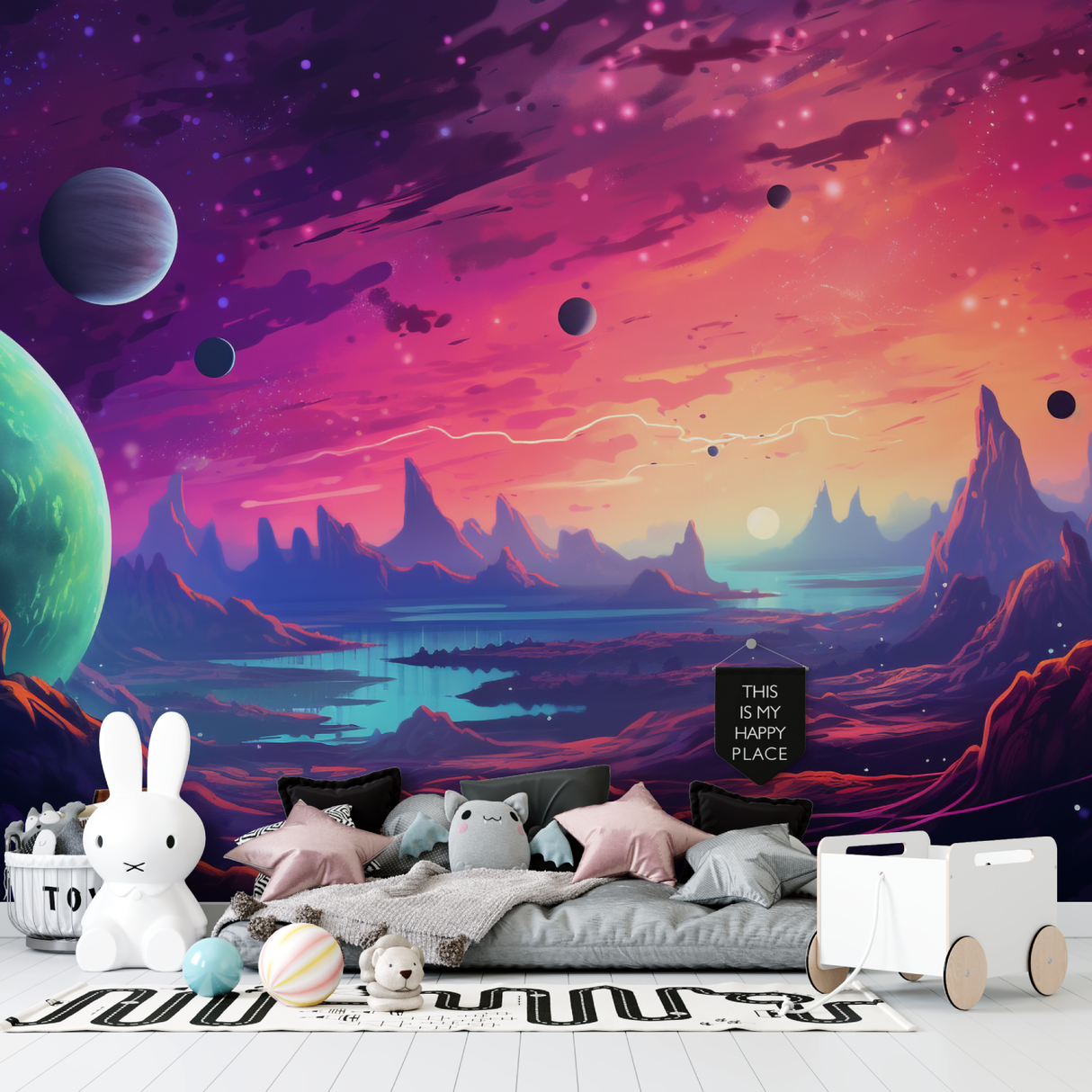 Space Mural Wallpaper | Cosmic Purple Galaxy Scene