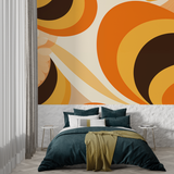 Retro Mural Wallpaper | 70s Orange Geometric Circles