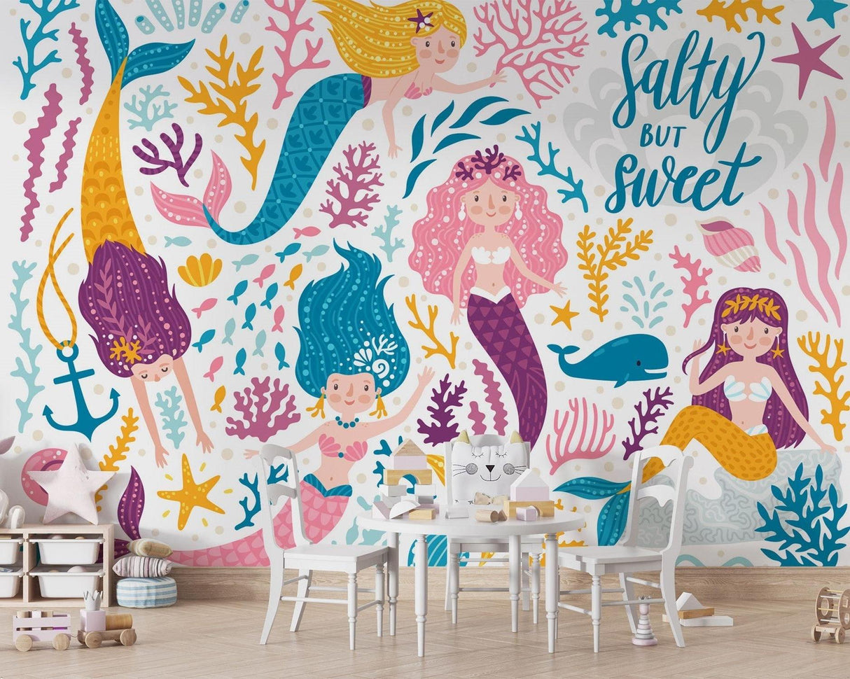 Mermaid Mural Wallpaper | Underwater Fantasy with Coral Reef